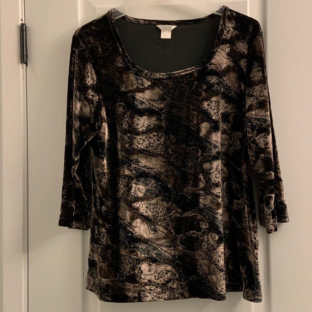 Velvet feeling blouse - shine of bronze and brown Color